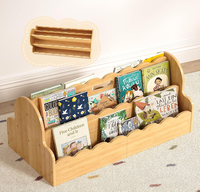 Étagère à livres Montessori en bambou pour enfants avec poignées, bibliothèque double face à 4 niveaux pour chambre d'enfant, salle de jeux, salle de classe
