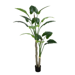 Senmasine Home Indoor Outdoor Decoration Fake Green Potted Plants Artificial Taro Trees With Black Plastic Pot