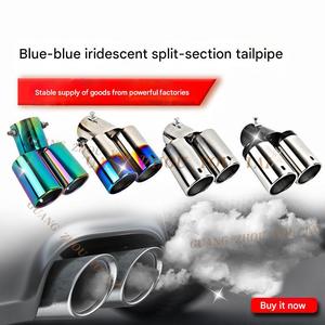 UNIVERSAL JDM 2.5 Inch Aluminium Alloy &amp; Stainless Steel Mirror Polished Burnt Blue 63mm High Quality Exhaust System <strong>Muffler</strong> - Product Image 3