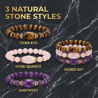 Bracelet de perles de pierres précieuses naturelles de 8 mm, pierre focale facettée, Quartz rose, Œil de tigre, Améthyste, avec entretoise dorée, pour la lithothérapie, vente en gros, OEM