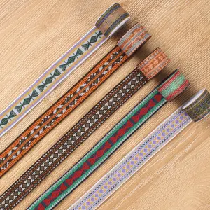 New Arrival Custom Thicken Ethnic Jacquard Elastic Band Polyester Boho Style Woven Latex Webbing Tape for Garment Accessories