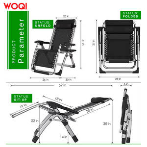 Silla plegable para exteriores Woqi de acero, gravedad cero, con reposapiés, ligera y portátil, para jardín, para personas mayores - Product Image 1
