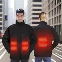Veste chauffante électrique rechargeable unisexe pour l'extérieur, col montant, fermeture éclair, imperméable, respirante, grande taille, chaude pour l'hiver, softshell