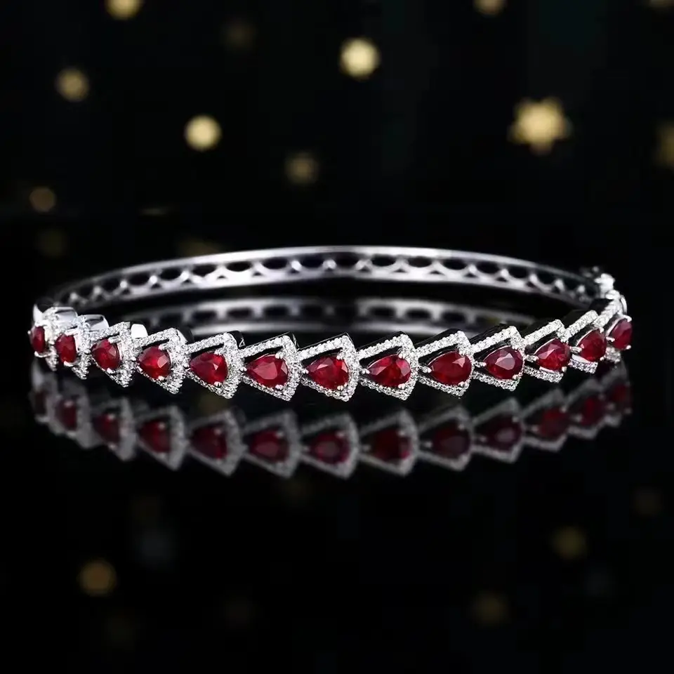 SGARIT — bracelet en or 18K, bijoux pour femmes, en or 18 carats, rouge sang, rubis naturel, bracelets