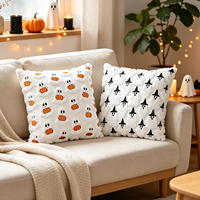 Coussins décoratifs carrés 45*45cm pour Halloween, motif citrouille et fantôme, housse de coussin amovible avec insert