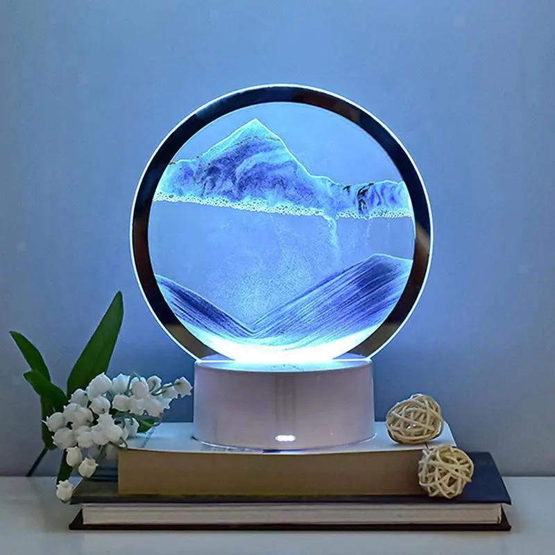 Colorful quicksand landscape 3d Hourglass bedside lamp Sand Moving Slow process Led nightlight decoration table lamp