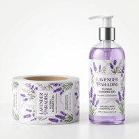Label Kosmetik Tahan Air Anti Lembab Gulungan Stiker Vinyl Untuk Kemasan Botol Sabun Mandi Lavender