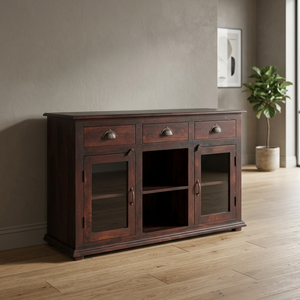 Aparador Moderno Vintage de Madera Maciza con 3 Cajones, Estilo Industrial Rústico, Mueble de Almacenamiento para Sala de Estar/Apartamento 4 - Product Image 3