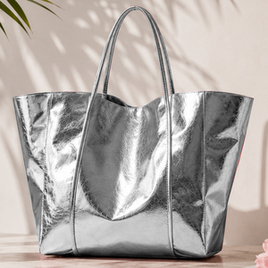 Borsa da Spiaggia Grande di Lusso OEM per Donna, Finitura Metallizzata, Impermeabile, con Logo e Motivo Personalizzabili - Product Image 6