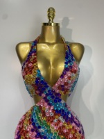 Robe mini dos nu à bretelles pour femme, ornée de diamants colorés, sexy, de luxe, pour célébrités, soirée d'anniversaire, soirée, boîte de nuit, scène