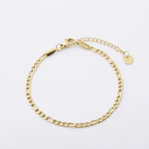 Simple Design Adjustable Thin Cuban Link Woman and Men Chain Charm Stainless Steel Bracelet & Bangle
