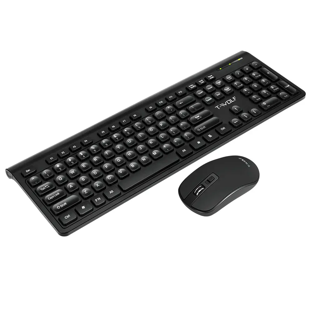 2.4Ghz Wireless Keyboard and Mouse Set Retro Round Keycap Wireless Thin And Light Silence Multimedia Office Keyboard And Mouse