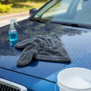 Serviette de séchage rapide pour voiture à boucles torsadées 1200 g/m², double face, 16 x 16 pouces, entretien et nettoyage automobile - Product Image 1