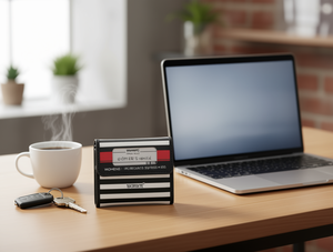 Portafoglio piccolo da donna a righe con chiusura a fermaglio in microfibra e pelle sintetica - Product Image 2