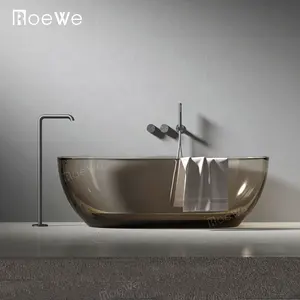 各种彩色水晶透明树脂浴缸透明浴缸固体表面树脂独立式浴缸半透明树脂浴缸
