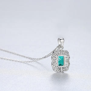 Collar de plata de ley S925 con esmeralda para mujer, personalizable en latón, ideal para fiestas nocturnas, cumpleaños y más. - Product Image 4