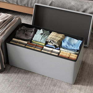 Tabouret Cube pliant en cuir de couleur grise <span class=keywords><strong>pouf</strong></span> lits de rangement canapé pour salon meubles organisateur de rassemblement - Product Image 2