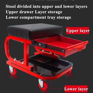 Asiento de rodillo para tienda de garaje, asiento de 360 grados, <span class=keywords><strong>taburete</strong></span> rodante bajo, asiento de carro enredadera acolchado, <span class=keywords><strong>taburete</strong></span> mecánico para <span class=keywords><strong>taller</strong></span> - Product Image 5