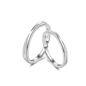 Groothandel 925 Zilveren Ring Mannen Vrouwen Unisex Glad Bruidspaar Dagelijks Dragen Diamanten Ring