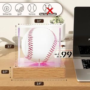 Caja de soporte de béisbol autógrafo Caja de exhibición de béisbol acrílica Base de madera para una sola bola - Product Image 2