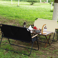 En gros En Plein Air 2 personne, Pliable Durable Double Siège Chaises De Plage En Acier Tube De Siège inférieur De Jardin Pliante Banc Chaise De Camping/