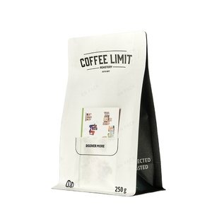 Sac à fond plat en papier kraft blanc mat écologique de 16 oz pour l'emballage de grains de <span class=keywords><strong>café</strong></span>, avec fermeture éclair, valve et fente pour <span class=keywords><strong>carte</strong></span> - Product Image 2