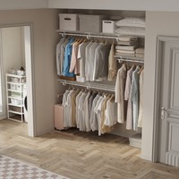 Armoire penderie double avec étagères en fil métallique de 24 pouces de profondeur à vendre
