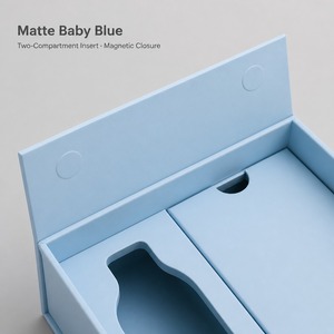 Caja de Regalo Rígida Personalizada Azul Bebé con Cierre Magnético y Tapa con Bisagras, Inserto de Dos Compartimentos, Venta al por Mayor Directa de Fábrica para Minoristas - Product Image 2