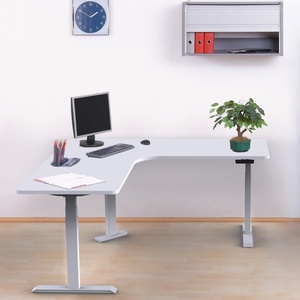 ZGO Modern Electric <strong>L</strong> <strong>Shaped</strong> Sit Standing <strong>Desk</strong> Three- Legged Height Adjustable Office <strong>Desk</strong> Frame Three Motor Lifting