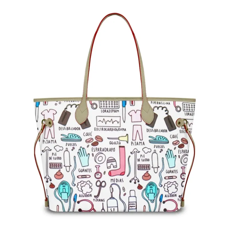 Bolsos de enfermería para Hospital Doctor Moda Enfermera Patrón Diseño personalizado Gran capacidad Bolso de hombro femenino Cuero Casual Bolsas