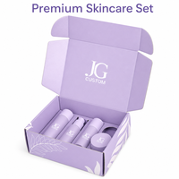 Boîte d'expédition pour produits de soin de la peau en carton ondulé, écologique, recyclable, avec impression double face et logo personnalisé, et inserts.