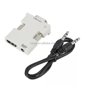 HDMI Female to VGA Male Converter with 3.5mm AUX Audio Cable Adapter 1080P Video for PC Laptop TV Monitor Projector