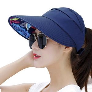 Foldable UV Sun Protection Cap <b>Ladies</b> Sun <b>Hat</b> Beach Visor <b>Hat</b> Women <b>Summer</b> Ponytail Cap - Product Image 2