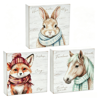 Boîte en bois personnalisée en pin massif, bloc de présentation d'art animalier style ferme pour la décoration intérieure, les magasins de détail et les collections de cadeaux saisonniers