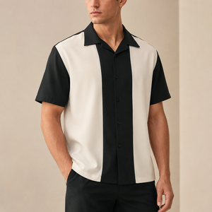 Camisas Bordadas Personalizadas para Hombre, Manga Corta, Panel en Contraste, Camisa de Trabajo, Logotipo Personalizado, Marca Privada, Fabricante OEM ODM - Product Image 2