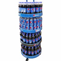 Le présentoir de vente au détail est adapté au présentoir circulaire en métal pour les boissons et les jus dans les supermarchés.