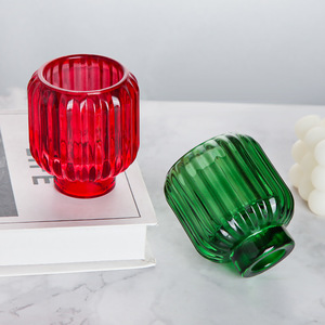 <span class=keywords><strong>Portacandele</strong></span> in <span class=keywords><strong>Vetro</strong></span> Verde a Righe Verticali Personalizzato all'Ingrosso, Supporto per Candele e Tealight da 350g per Matrimoni e Feste - Product Image 2