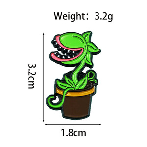 Broche de esmalte vintage con diseño de Venus Flytrap en maceta, pin de solapa de planta carnívora de moda, insignia de dibujos animados única para ropa - Product Image 4