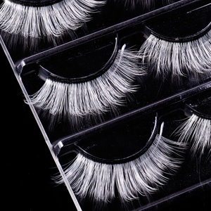 Faux cils blancs style européen et américain, naturels, fins, avec tige en coton noir, pour maquillage de scène et de fêtes, cils <span class=keywords><strong>Manga</strong></span> - Product Image 4