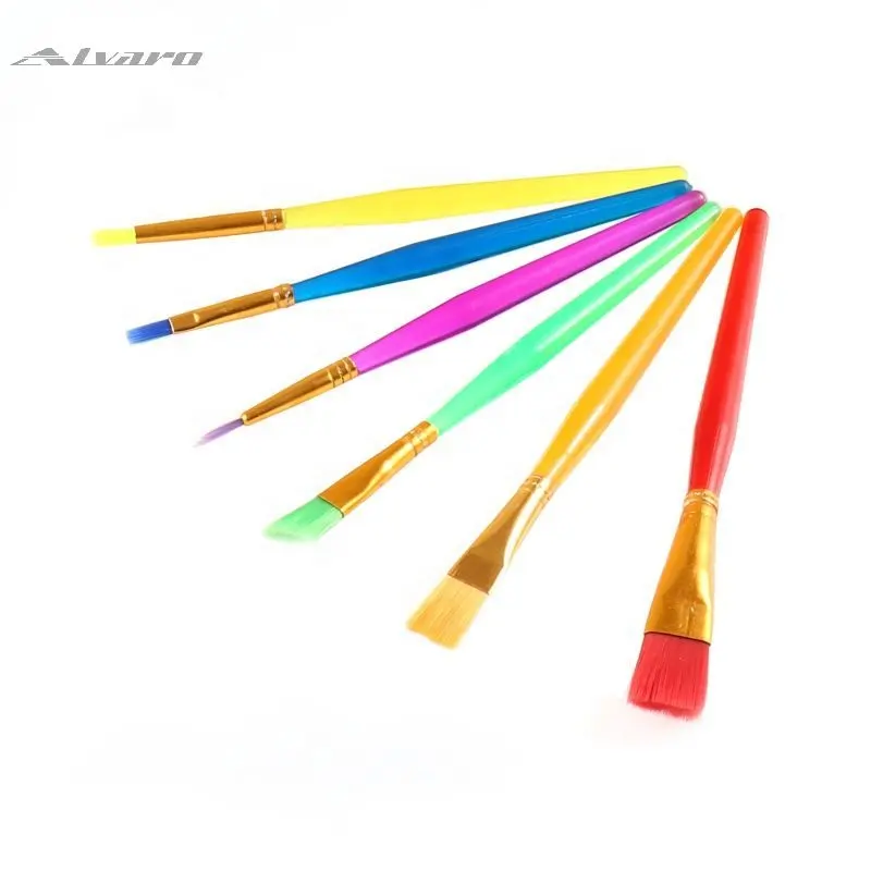 popular Cheap price Kids' Art Painting Drawing tools Plastic handle nylon hair mix size Art Acrylic Painting brushes