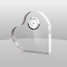 Horloge créative en cristal en forme de cœur avec design personnalisé, cadeau d'anniversaire de la Saint-Valentin - Product Image 3