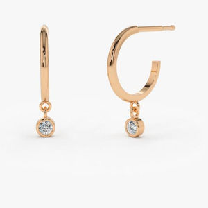 Fashion Design Jewelry Stainless Steel 14k <strong>Gold</strong> <strong>Hoop</strong> with Dangling Cubic Zirconia <strong>Earring</strong> Diamond Dangle <strong>Earring</strong> - Product Image 3