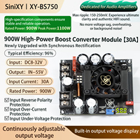Module de suralimentation réglable XY-BS750 900W, plaque de suralimentation à faible ondulation, amplificateur de puissance audio, alimentation spéciale avec affichage