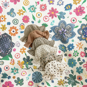 Berretto Floppy per ragazze Vintage a tesa larga ondulato lavorato a maglia con Plaid in cotone stampato a pois per la protezione solare estiva da esterno - Product Image 3