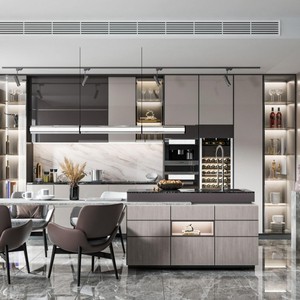 BAILOM - Mueble de Cocina Modular Personalizable, Ecológico, Rústico y Moderno, Color Gris Claro Mate, Laminado, Sin Tiradores, de Madera - Product Image 2