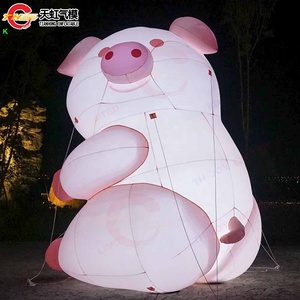 Maiale gonfiabile rosa illuminazione a LED cartone animato modello animale gonfiabile Replica palloncino a terra con soffiatore in vendita - Product Image 4