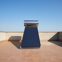 Chauffe-eau solaire électrique autonome haute pression à panneaux plats pour extérieur, deux panneaux, bleu, 200 litres, usage domestique, garantie 10 ans