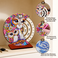 Calendrier de bureau perpétuel 5D en forme spéciale, peinture diamantée, mosaïque florale en strass de cristal, décoration de table artisanale