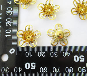 Latón <span class=keywords><strong>Doble</strong></span> Pétalo <span class=keywords><strong>Portulaca</strong></span> Grandiflora <span class=keywords><strong>Flor</strong></span> 19,5mm Filigrana Hallazgo - Product Image 5