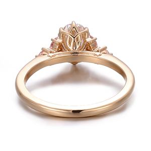 แหวนมอสซาไนต์ทรงรี ใบรับรอง GRA ทองคำแท้ 14k 18k ดีไซน์ใหม่ งานแฮนด์เมด เครื่องประดับสำหรับผู้หญิงและผู้ชาย สำหรับงานหมั้น - Product Image 2